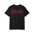 Black t-shirt with $0.00 text on a white background