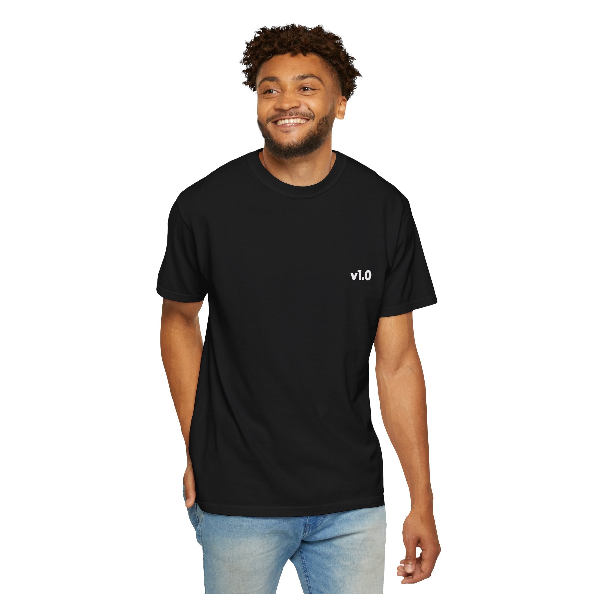 Man wearing Black t shirt